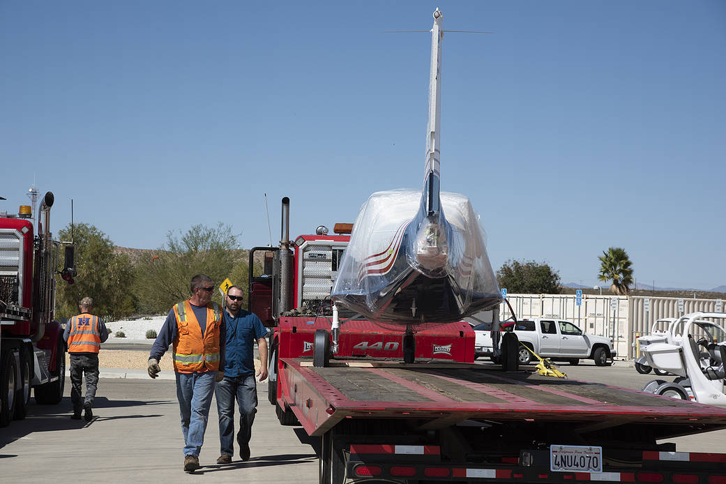 NASA’s X-57 Maxwell, the agency’s first all-electric X-plane and first crewed X-planed in two decades, is delivered to AFRC.