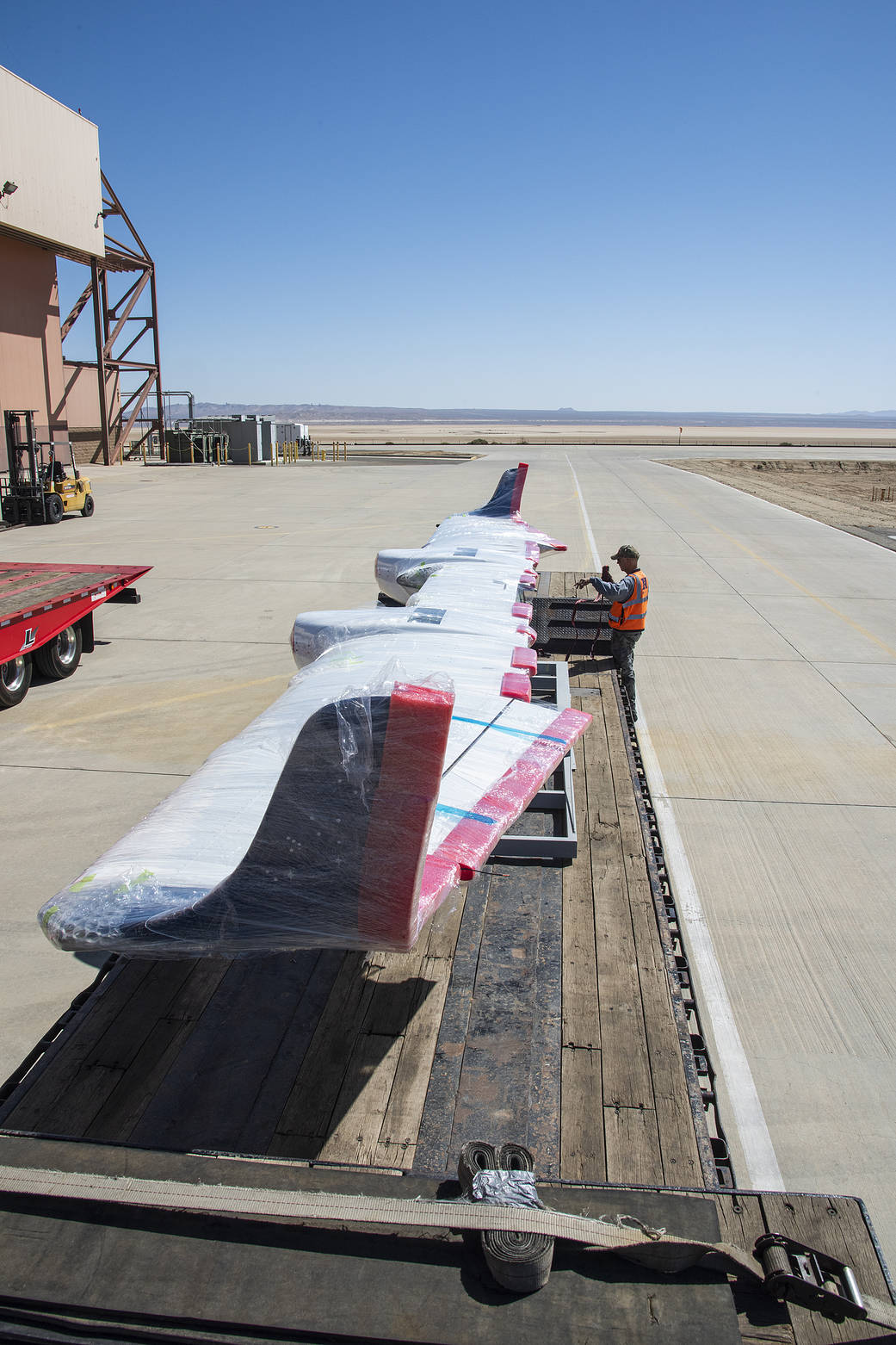 NASA’s X-57 Maxwell, the agency’s first all-electric X-plane and first crewed X-planed in two decades, is delivered to AFRC.