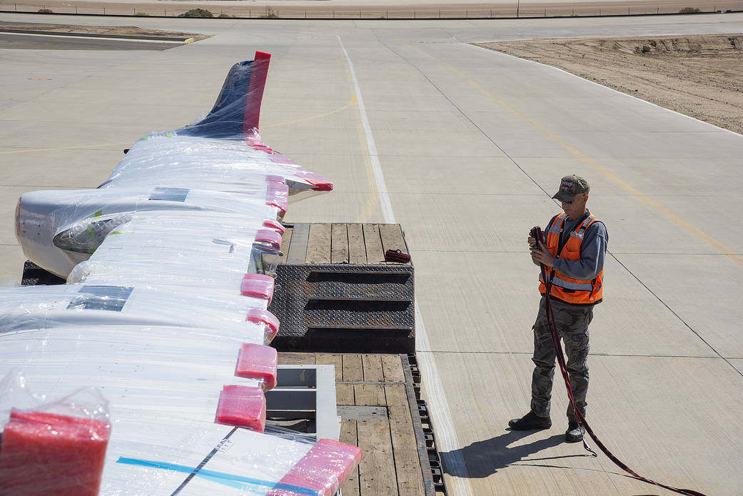 NASA’s X-57 Maxwell, the agency’s first all-electric X-plane and first crewed X-planed in two decades, is delivered to AFRC.