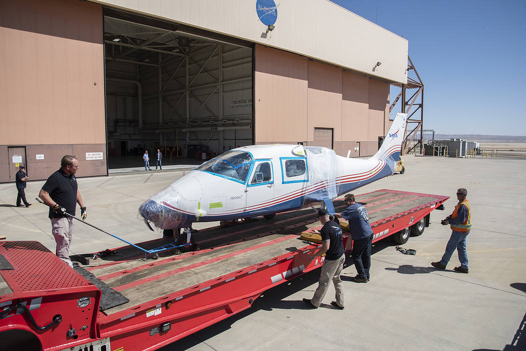 NASA’s X-57 Maxwell, the agency’s first all-electric X-plane and first crewed X-planed in two decades, is delivered to AFRC.