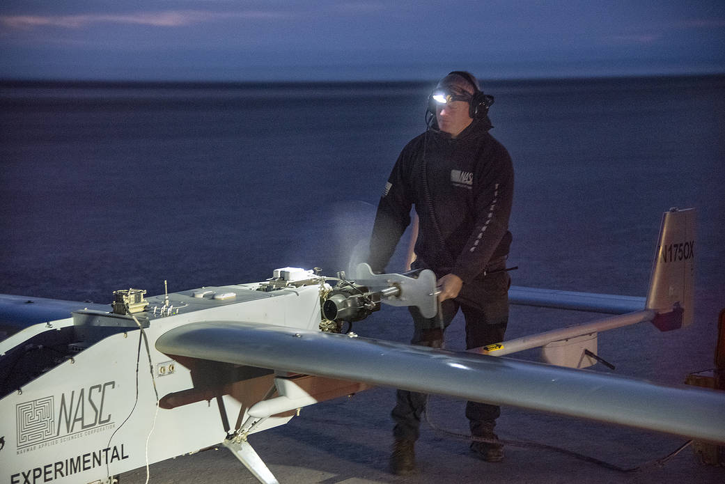 The Navmar Applied Sciences Corporation’s TigerShark prepares for its final takeoff at Edwards Air Force Base.