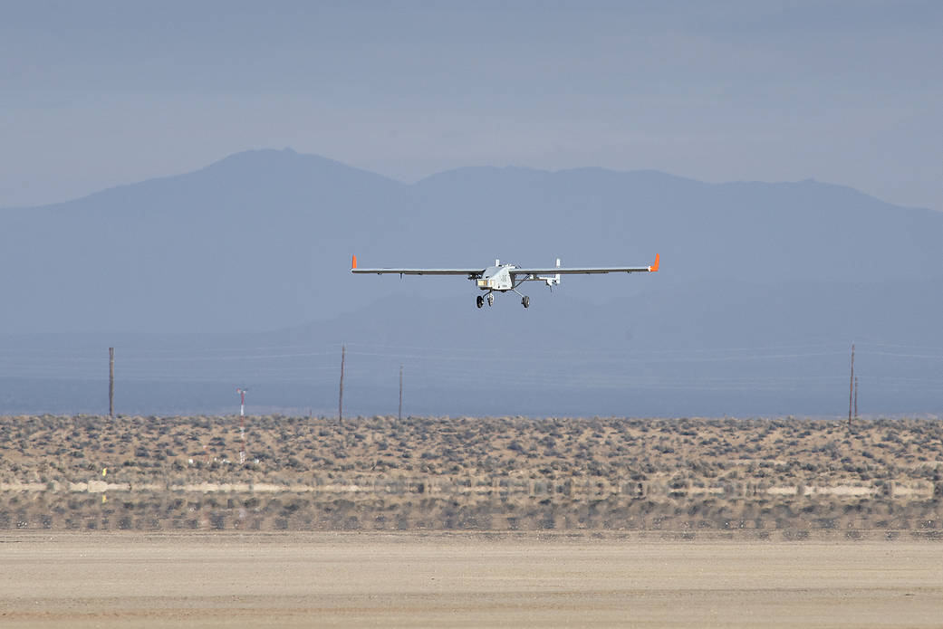 The TigerShark unmanned aircraft by Navmar Applied Sciences Corporation flew over the skies at NASA’s AFRC.