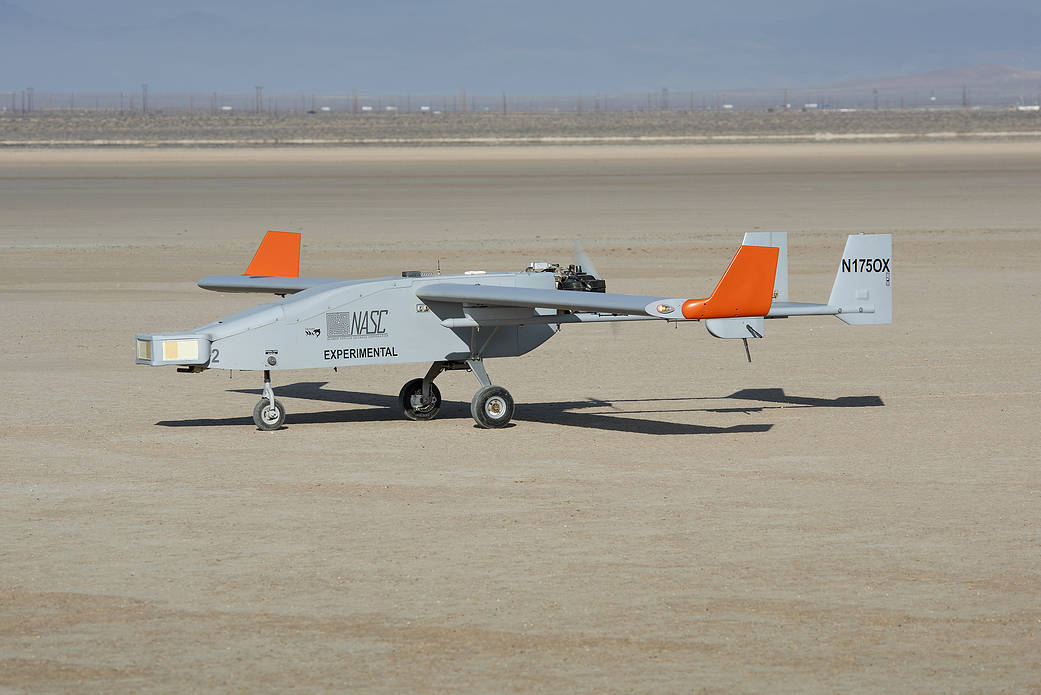 The Navmar Applied Sciences Corporation’s TigerShark sits on the lakebed at Edwards Air Force Base.
