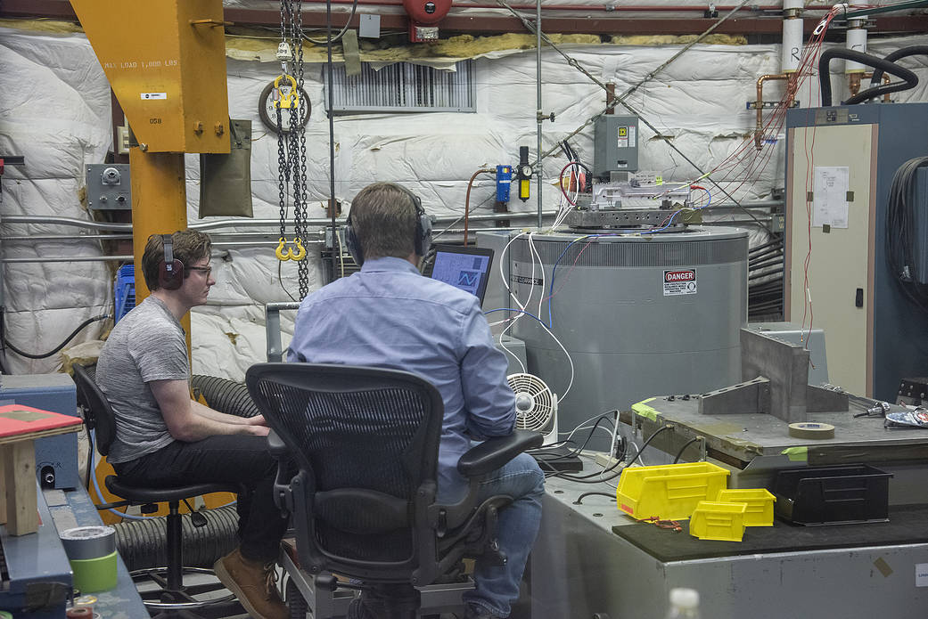 A cruise motor controller for the X-57 Maxwell undergoes testing at AFRC.