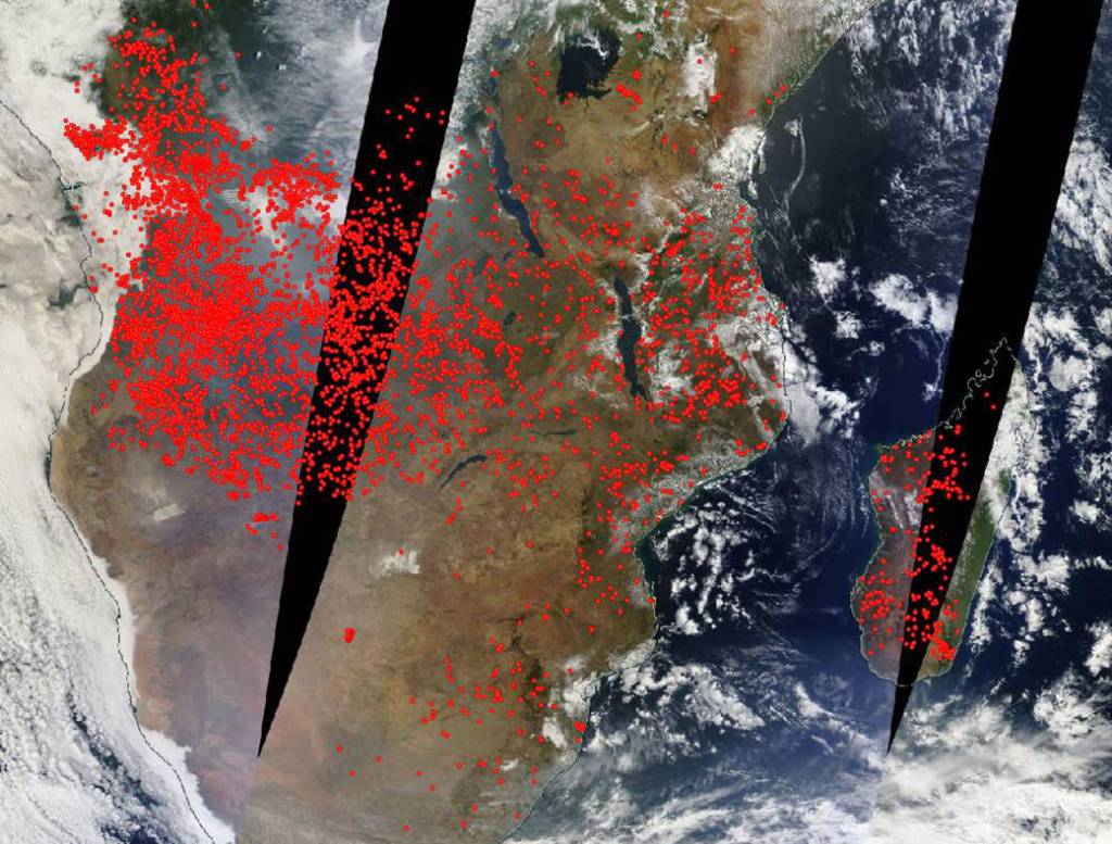 Fires Blaze Across Southern Africa