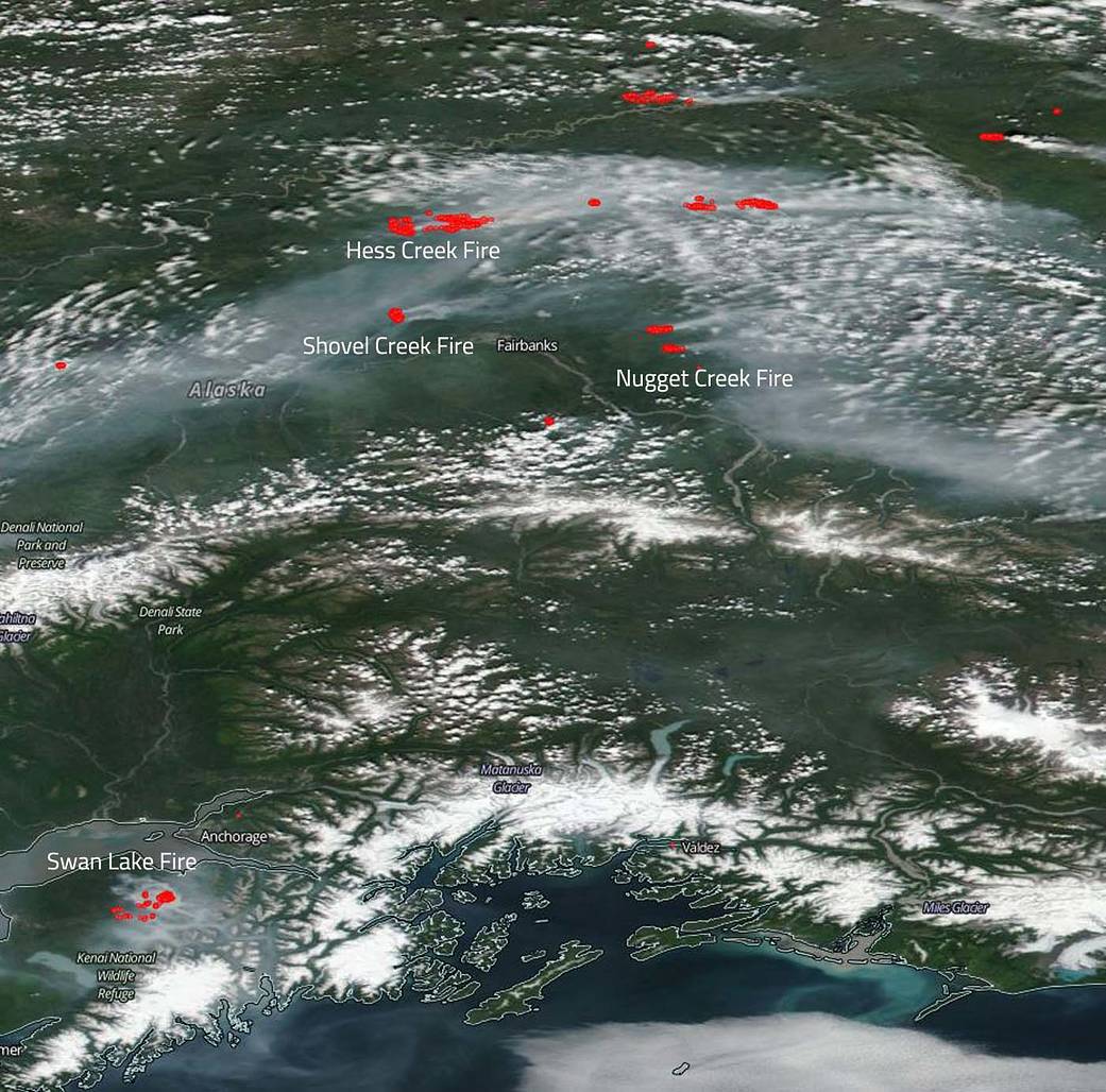 Suomi NPP image of fires in Alaska