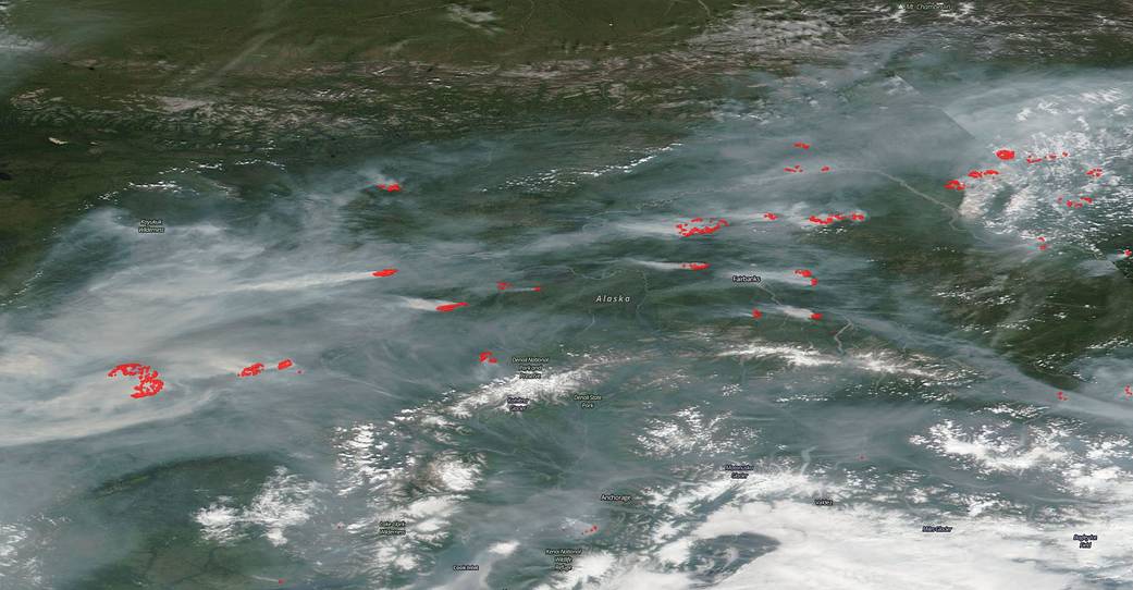 Suomi NPP image of Alaskan wildfires