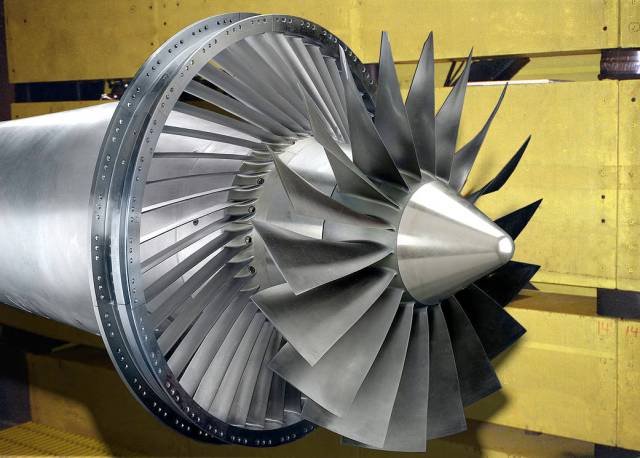 Allison Low Speed Noise Fan with Swept / Leaned Stators in 9x15 foot Low Speed Wind Tunnel.