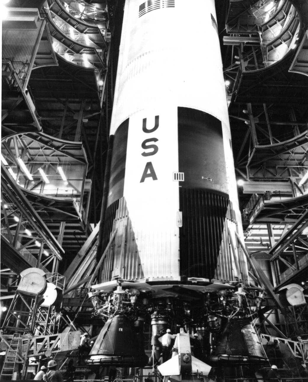 Black and White Photograph of a Saturn V