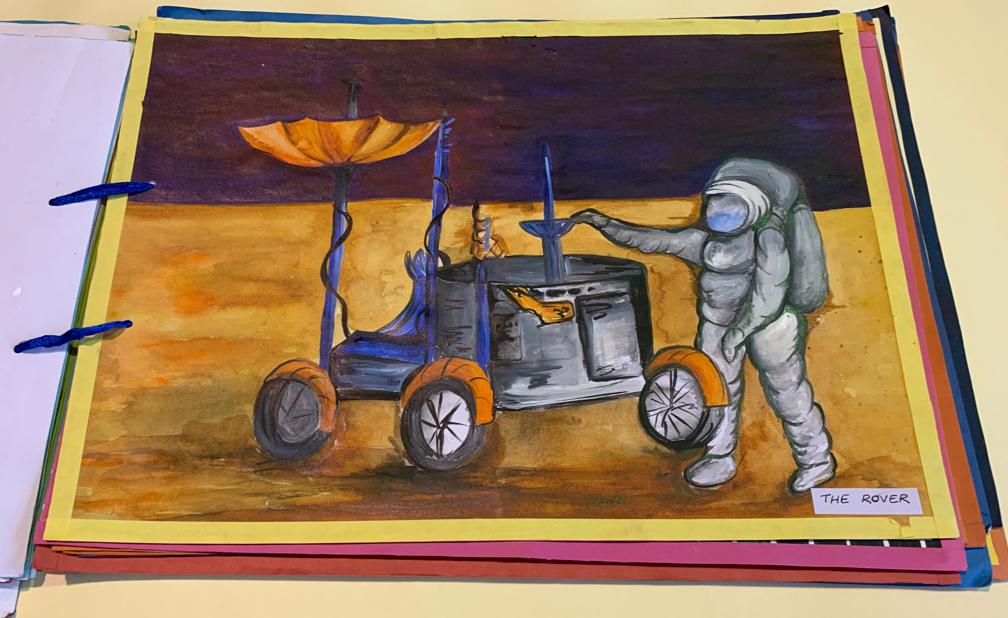 Photograph of a student's painting of a space settlement design from the Ames Research Center Archives.