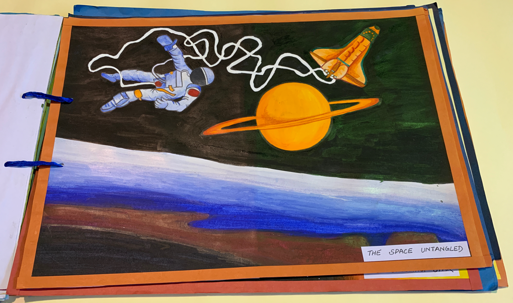 Photograph of a student's painting of a space settlement design from the Ames Research Center Archives.