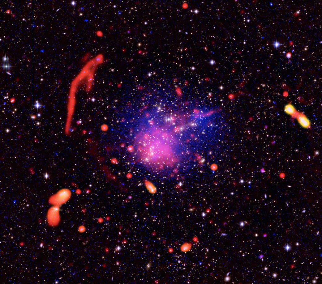 Composite image of Abell 2744, also known as Pandora's cluster.