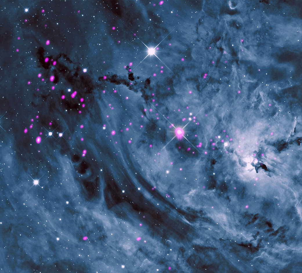 X-ray & Optical Images of Messier 8, also known as NGC 6523 or the Lagoon Nebula.