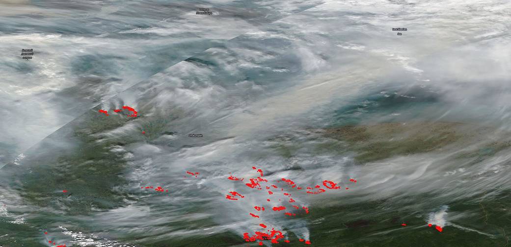 Terra image of Siberian fires