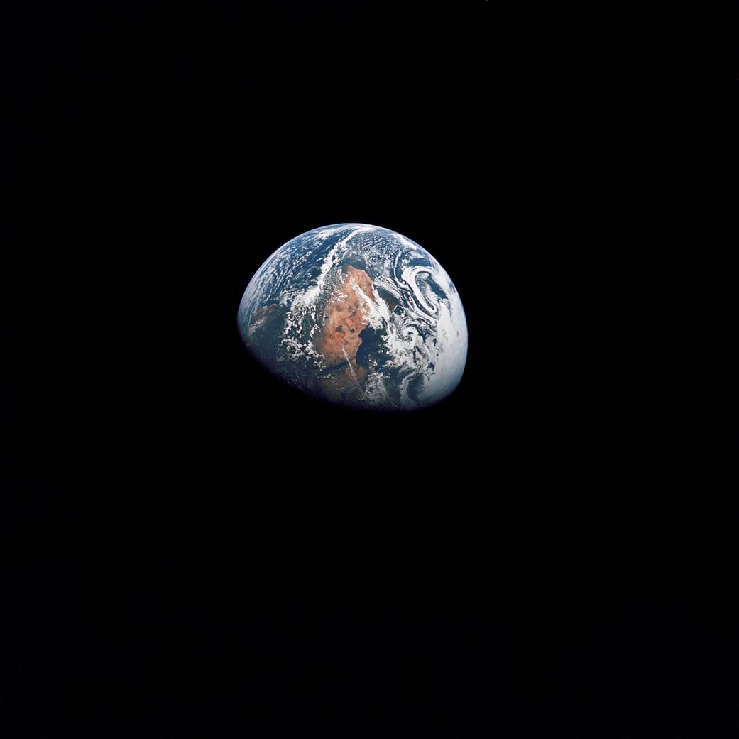 Photograph of Earth from 100,000 miles away by Apollo 10 crew
