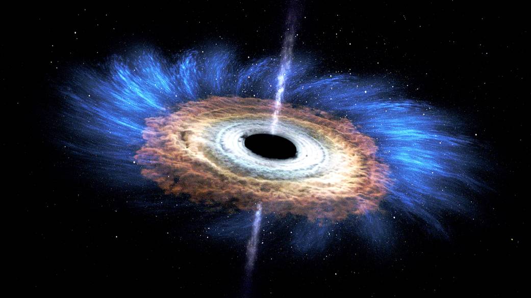 Illustration of black hole tearing apart star