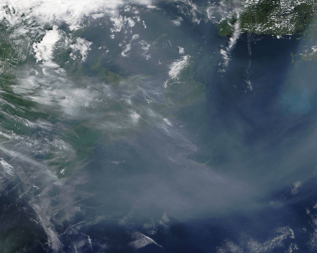 Terra image of wildfire smoke over the Atlantic