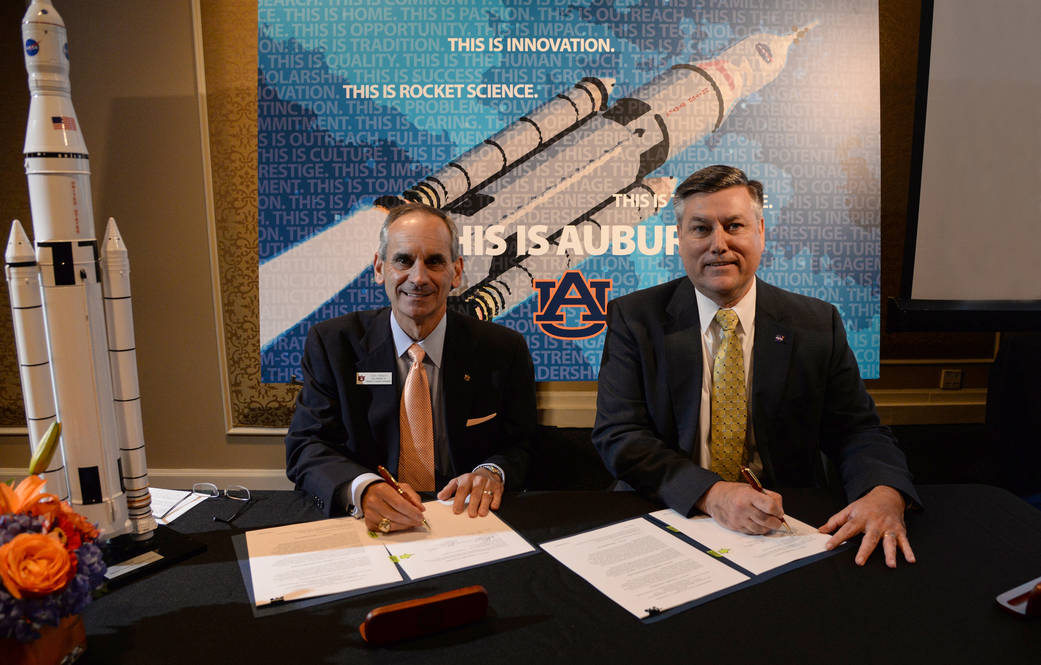 Patrick Scheuermann, right, director of the Marshall Center - John Mason, Auburn University vice president for R&D