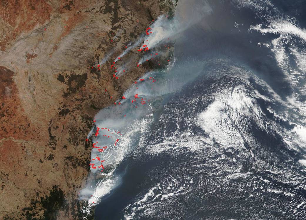 Suomi NPP image of New South Wales, Australia fires
