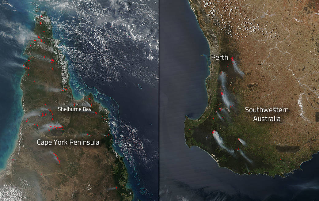 Fires in North and South Australia