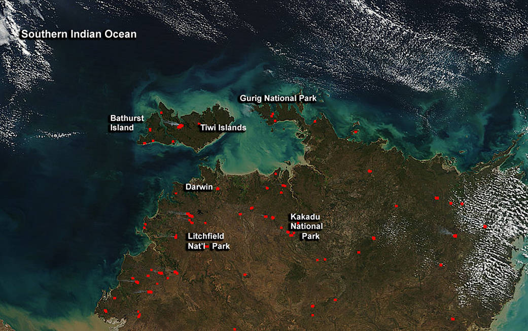 Smoke and heat from fires in Australia's Northern Territory.