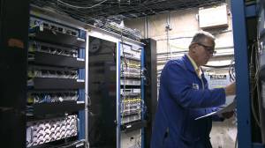 An Orbital ATK technician checks the avionics control panels at Orbital ATK’s Avionics Lab in Clearfield, Utah.