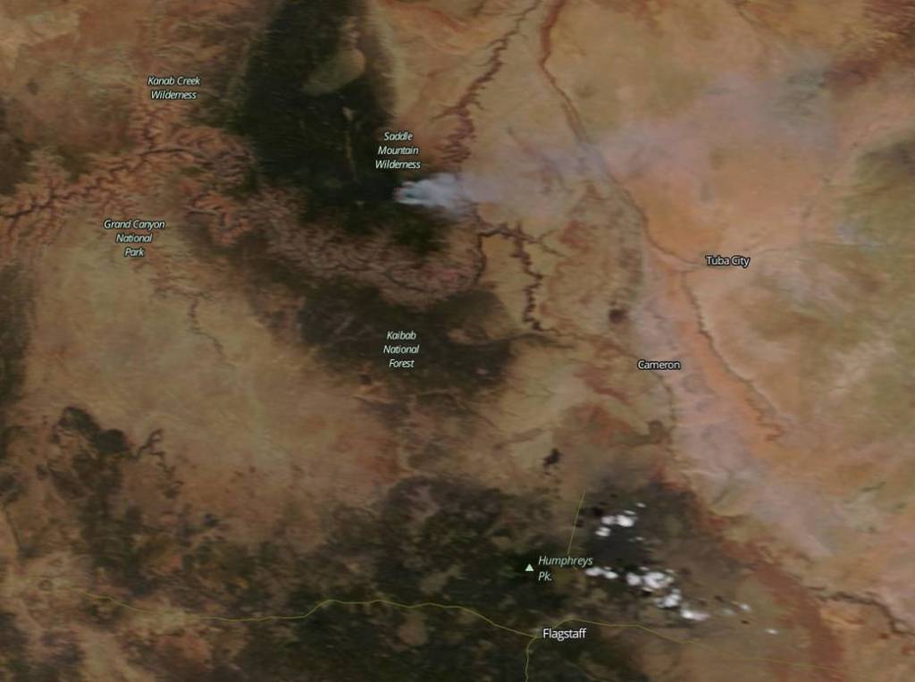 NASA’s Terra Satellite Spots Smoke from Wildfires North of Flagstaff, Arizona