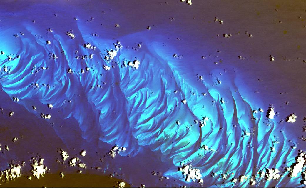 satellite image of bay in infrared