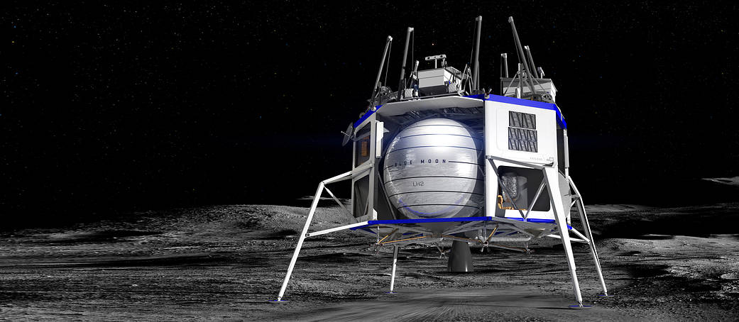 Artist's concept of a Blue Origin commercial lander on the Moon.