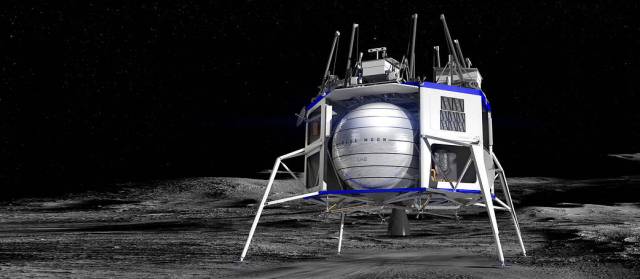 Artist's concept of a Blue Origin commercial lander on the Moon.