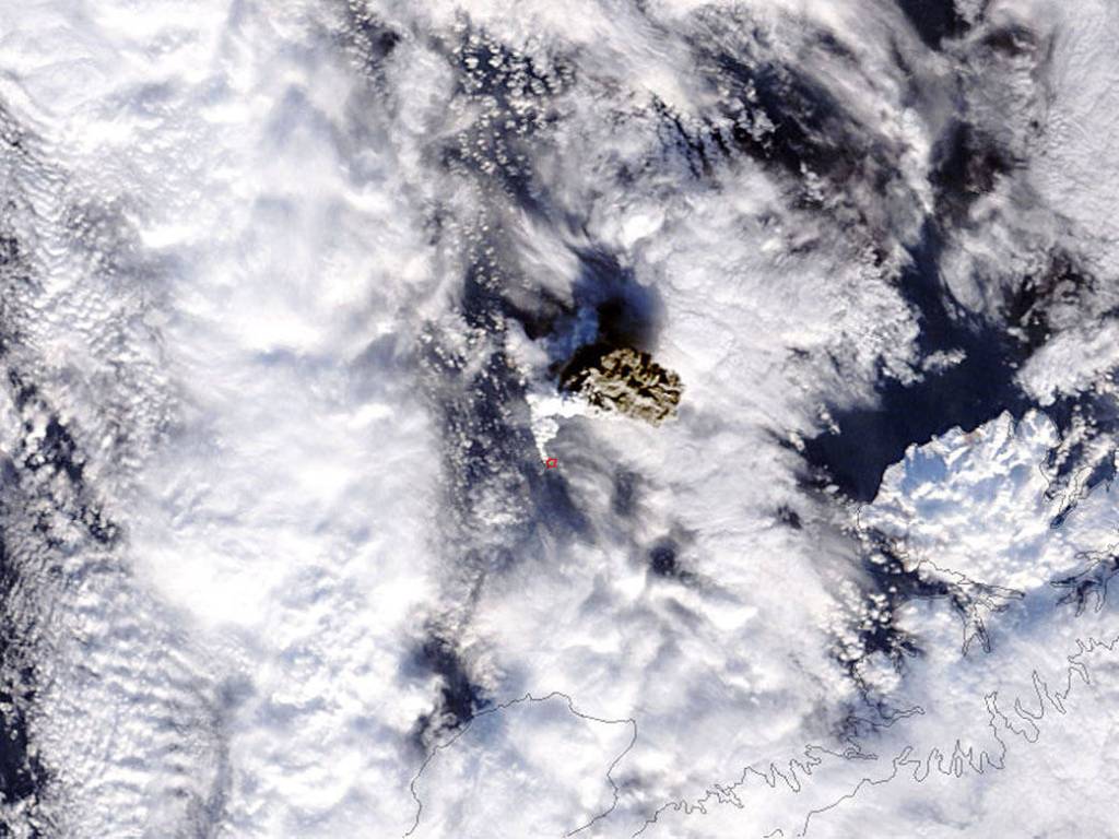 NASA’s Terra Satellite Sees Alaskan Volcanic Eruption Wrapped in White
