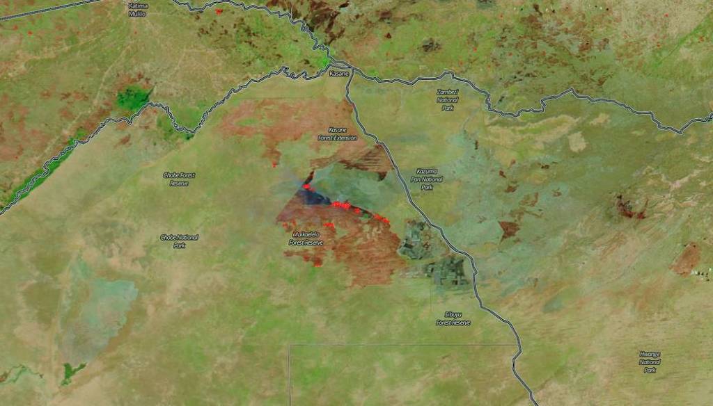 Fires Around the Maikaeleo Forest Reserve in Botswana