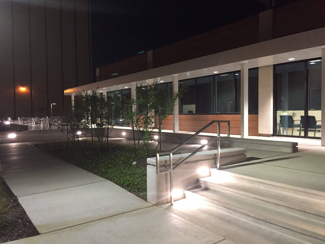 Building 45 New Clinic Exterior at Night