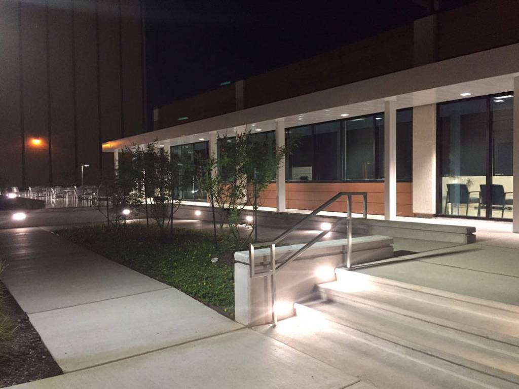 Building 45 New Clinic Exterior at Night