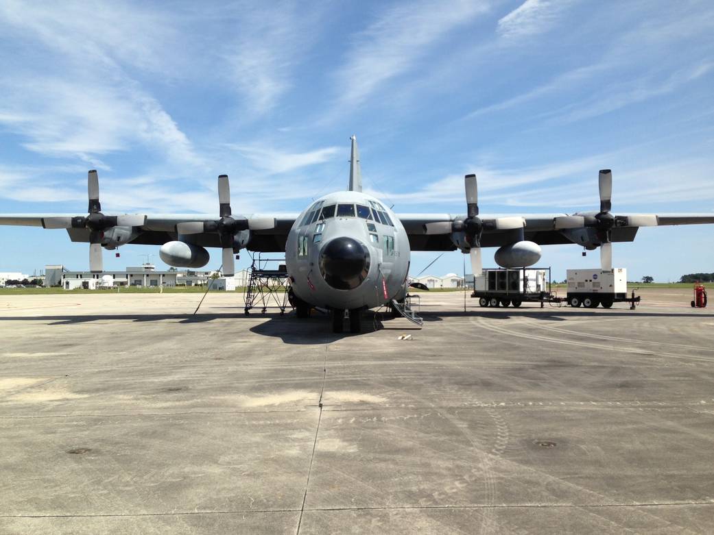 NASA’s C-130 on the tarmac at Wallops Flight Facility in Wallops Island, Va.