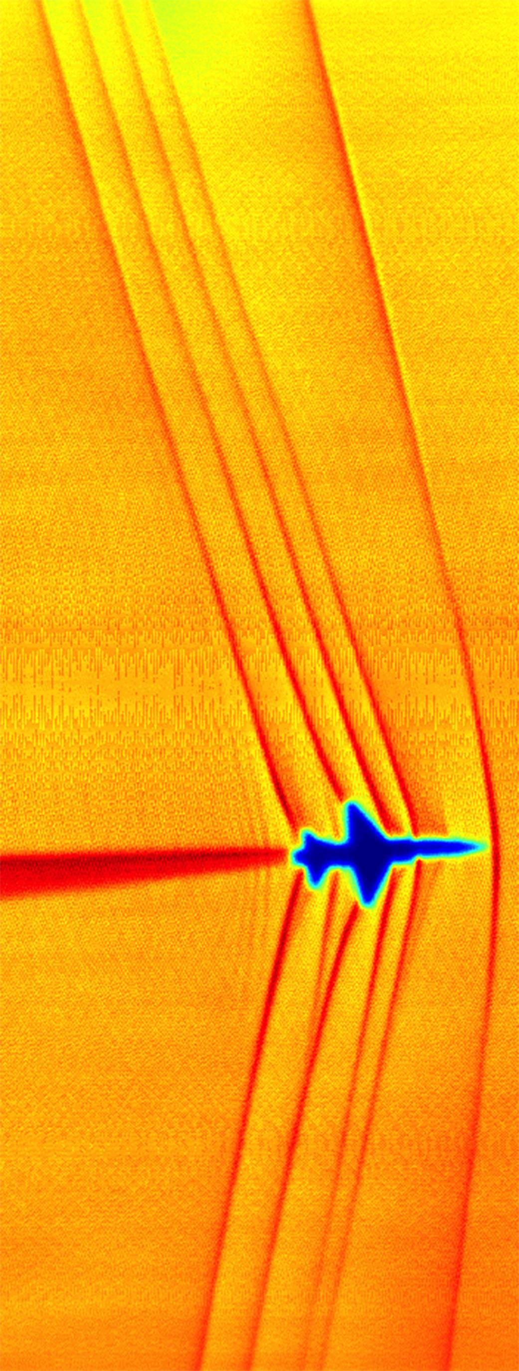 This schlieren image of a T-38C was captured using the patent-pending BOSCO technique.