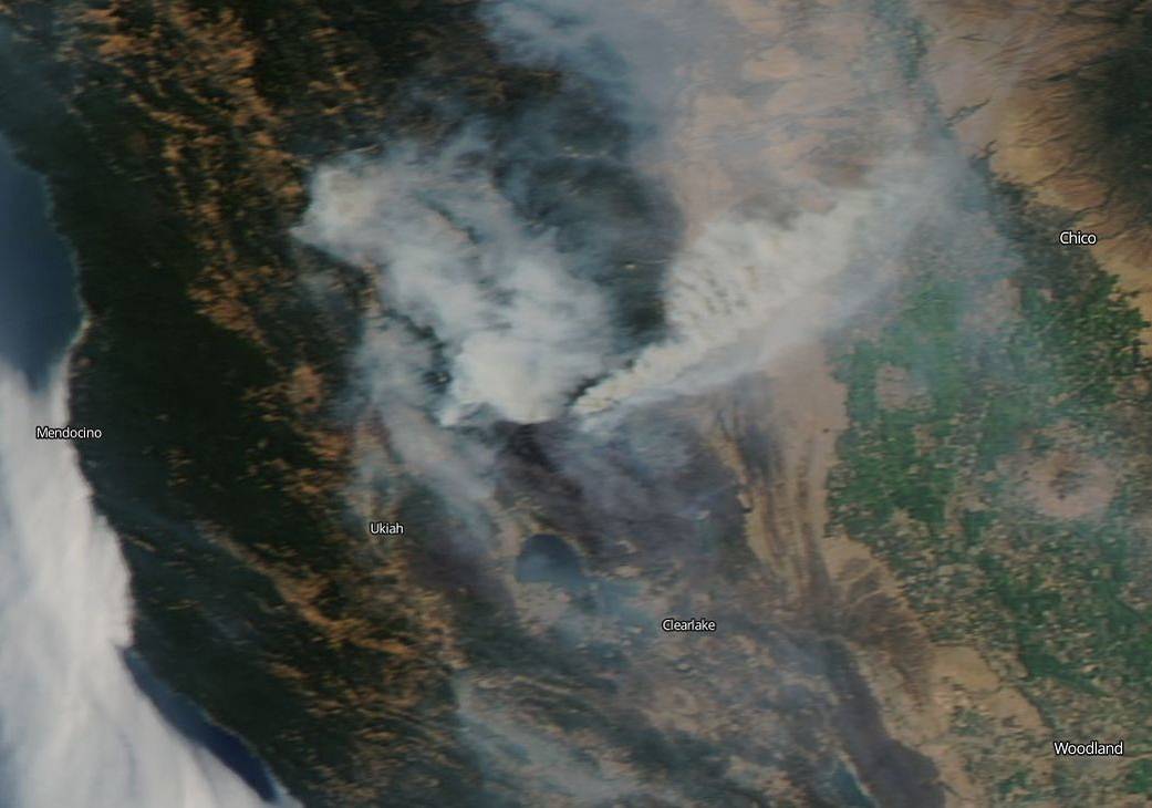 Aqua image of Mendocino Complex fire