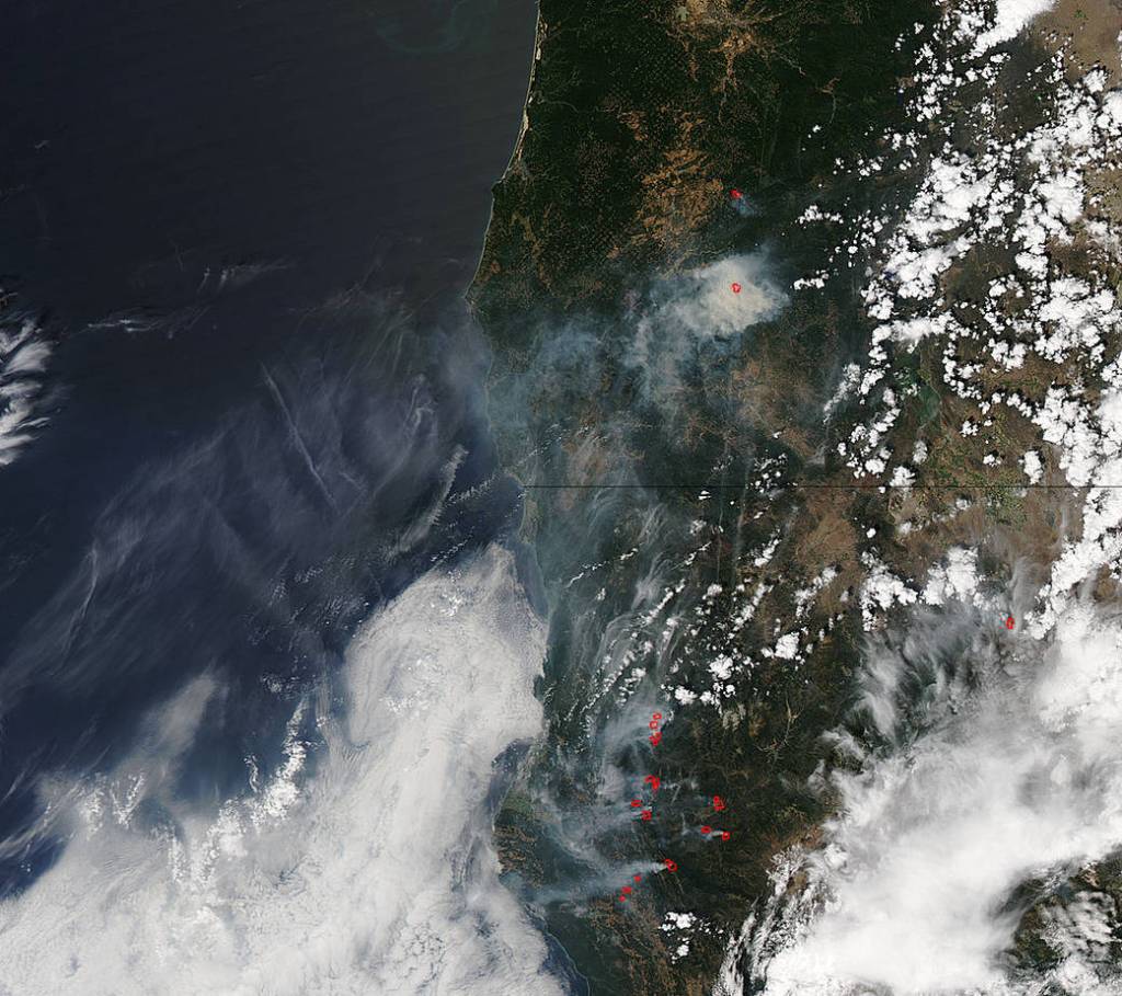 Smoke from Fires in Southwestern Oregon, Northern California