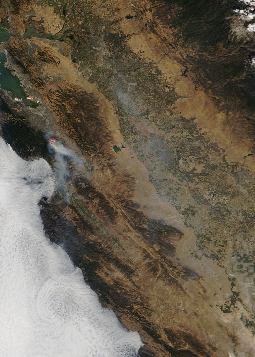 Terra image of the Loma Fire in California