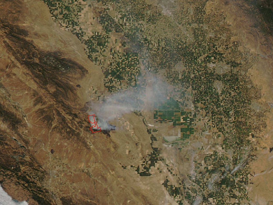 satellite image of fire in California