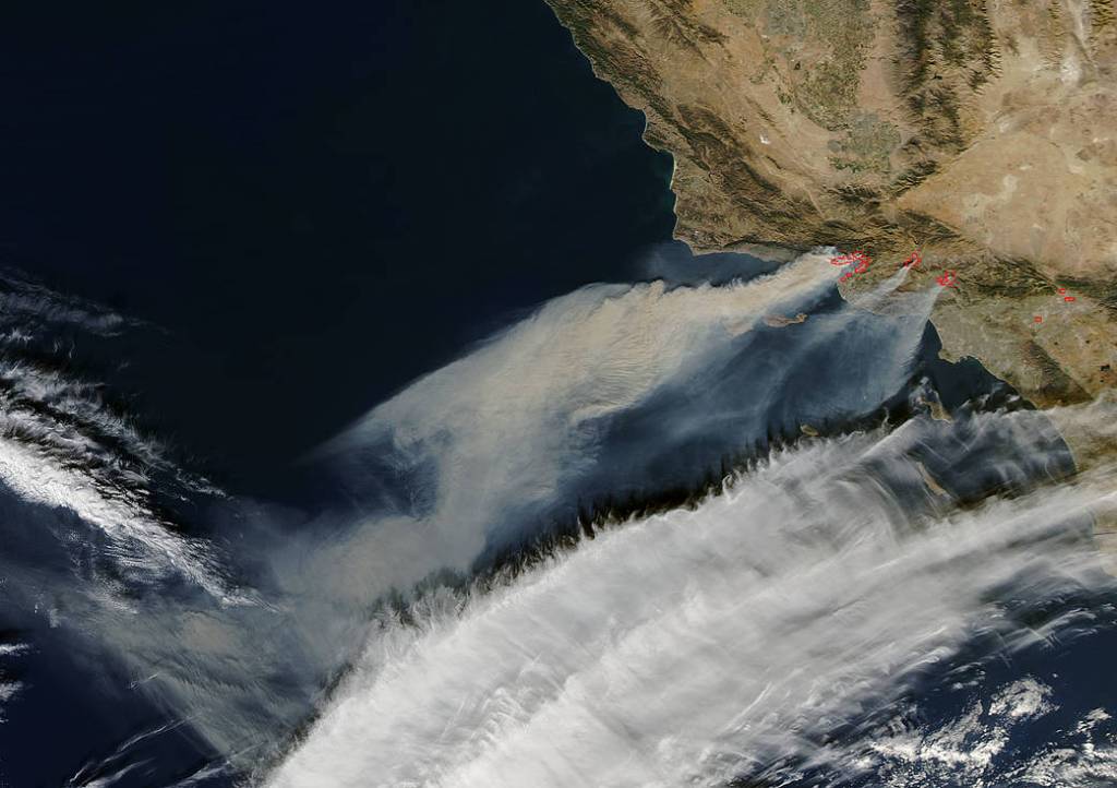 Santa Ana Winds in California Help Flame Huge Firestorm