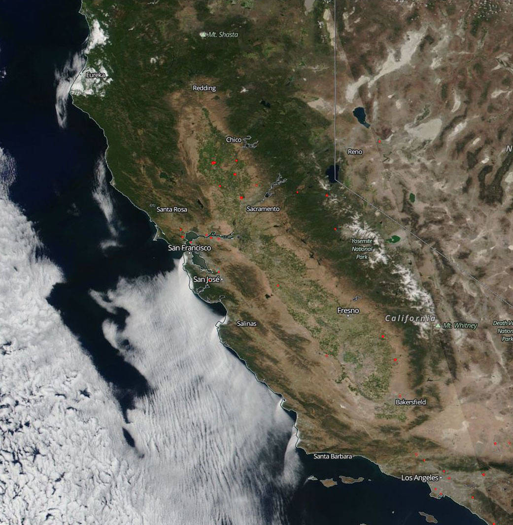 Suomi NPP image of California hotspots