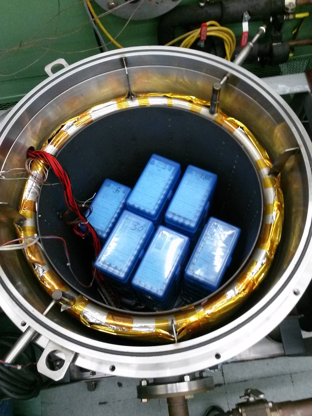 SPHERES Batteries in a vacuum