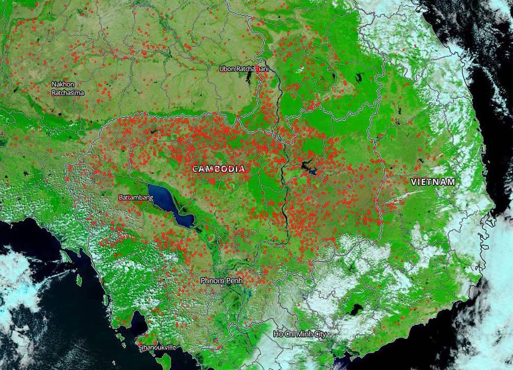 Agricultural fires in Cambodia