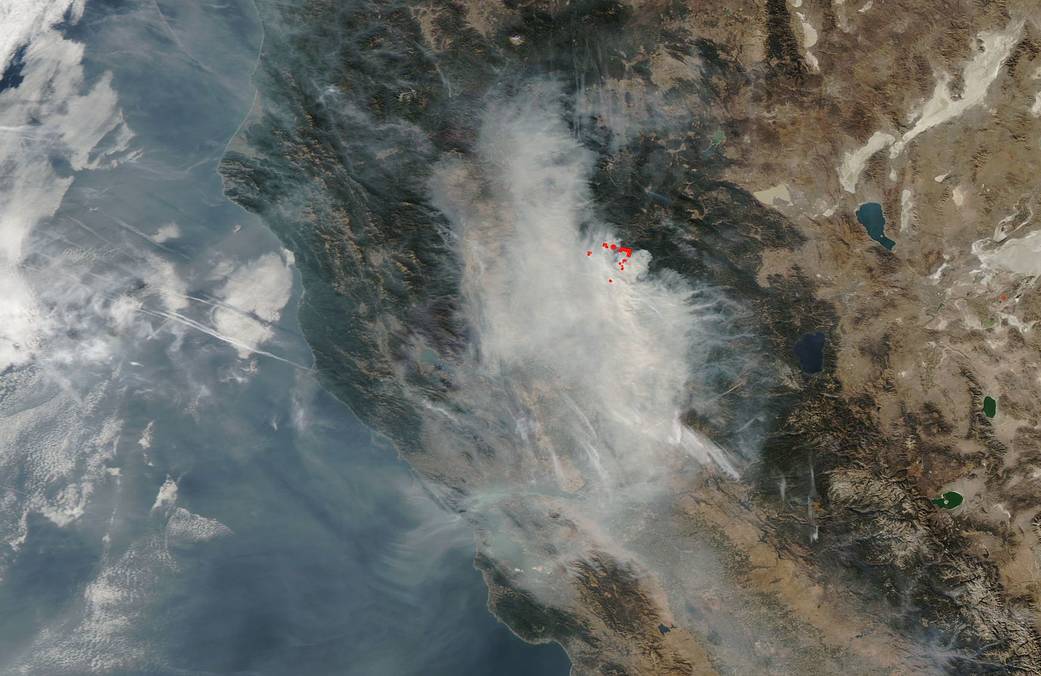 Terra image of Camp Fire in California