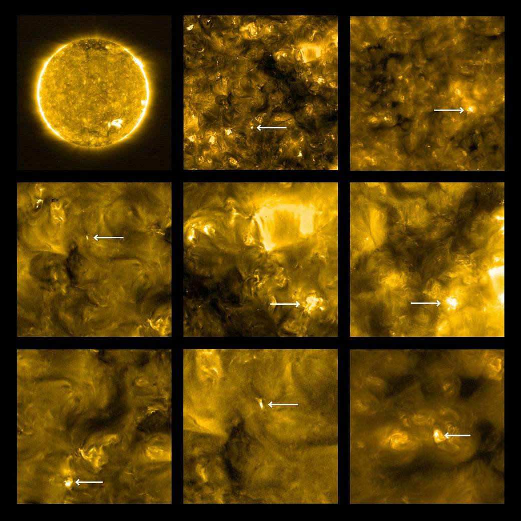 mosaic of EUI images, showing campfires