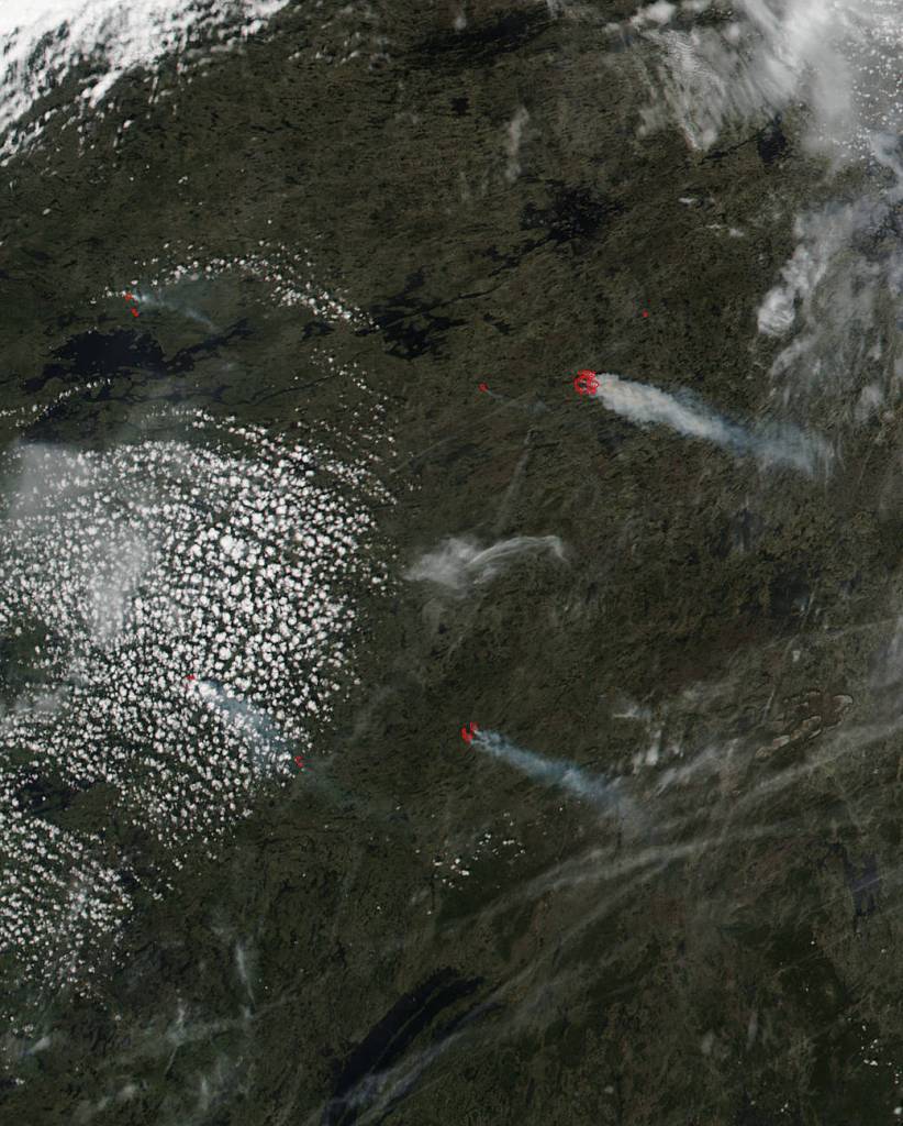 Lightning Fires Pop Up Overnight in Quebec