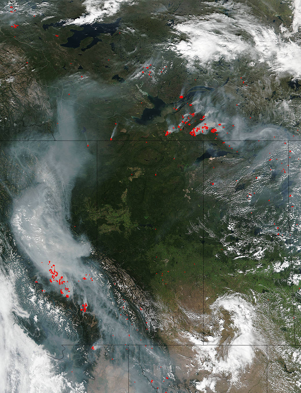 Suomi NPP image of fires in Canada's Northern Territories