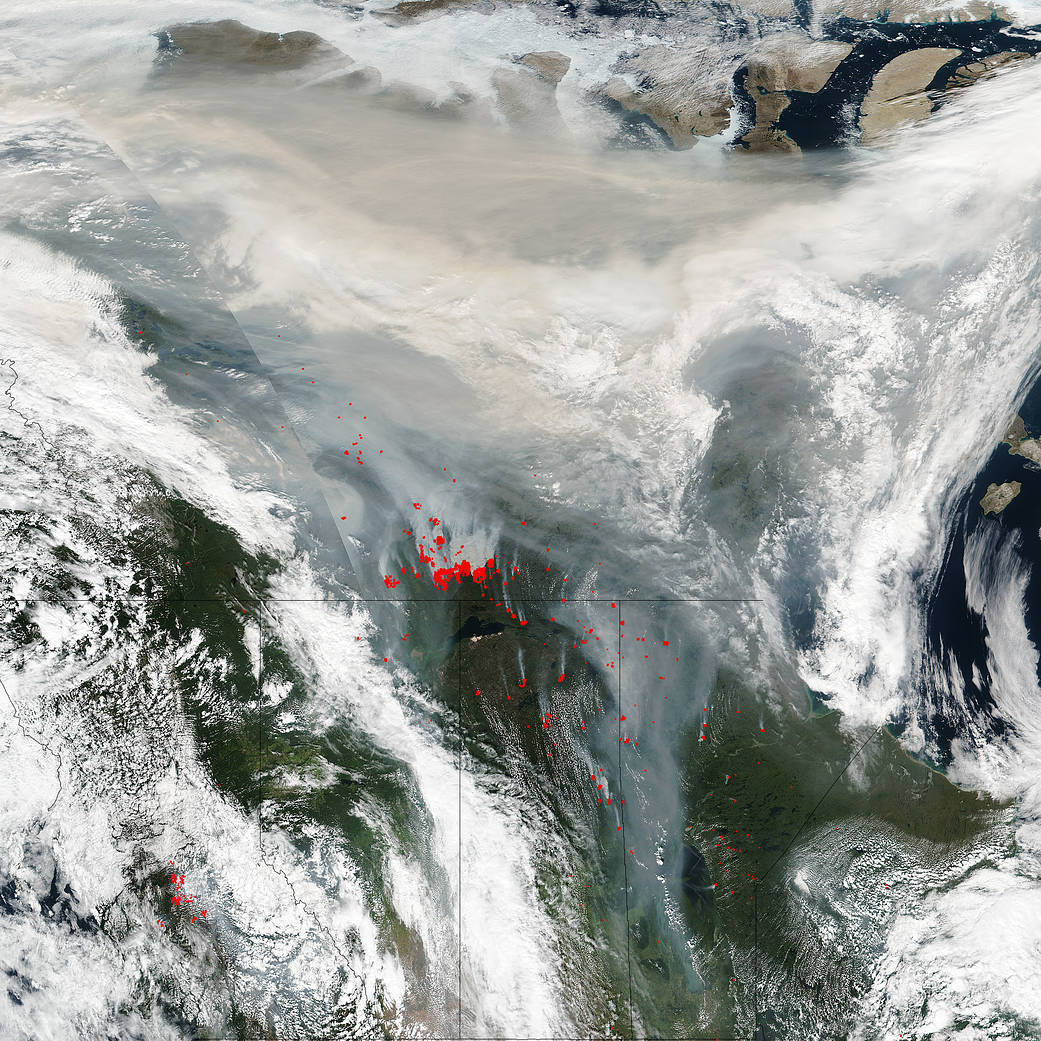 Smoke and clouds over northern Canada