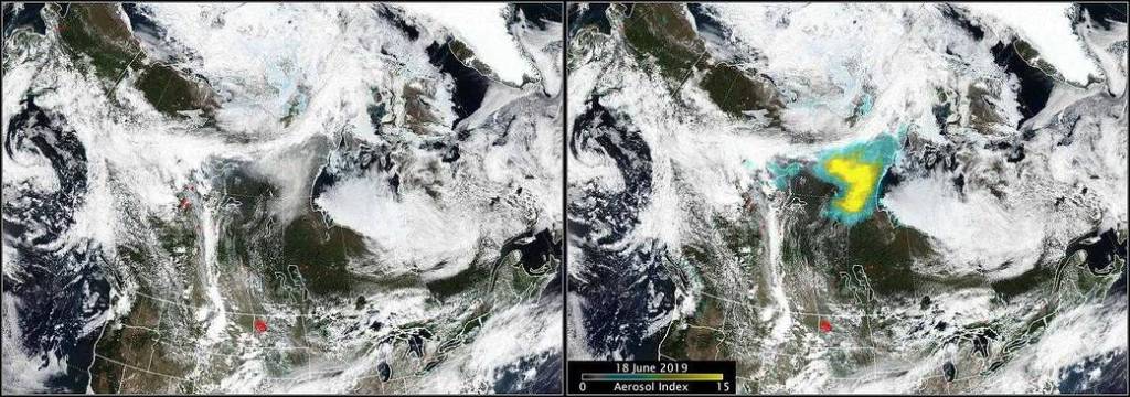 NASA-NOAA Satellite Sees Smoke, Aerosols from Alberta, Canada, Wildfires